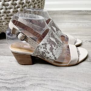 Lucky Brand Gewel Snake Print Strappy Leather Sandals Cobblestone Size 6M
